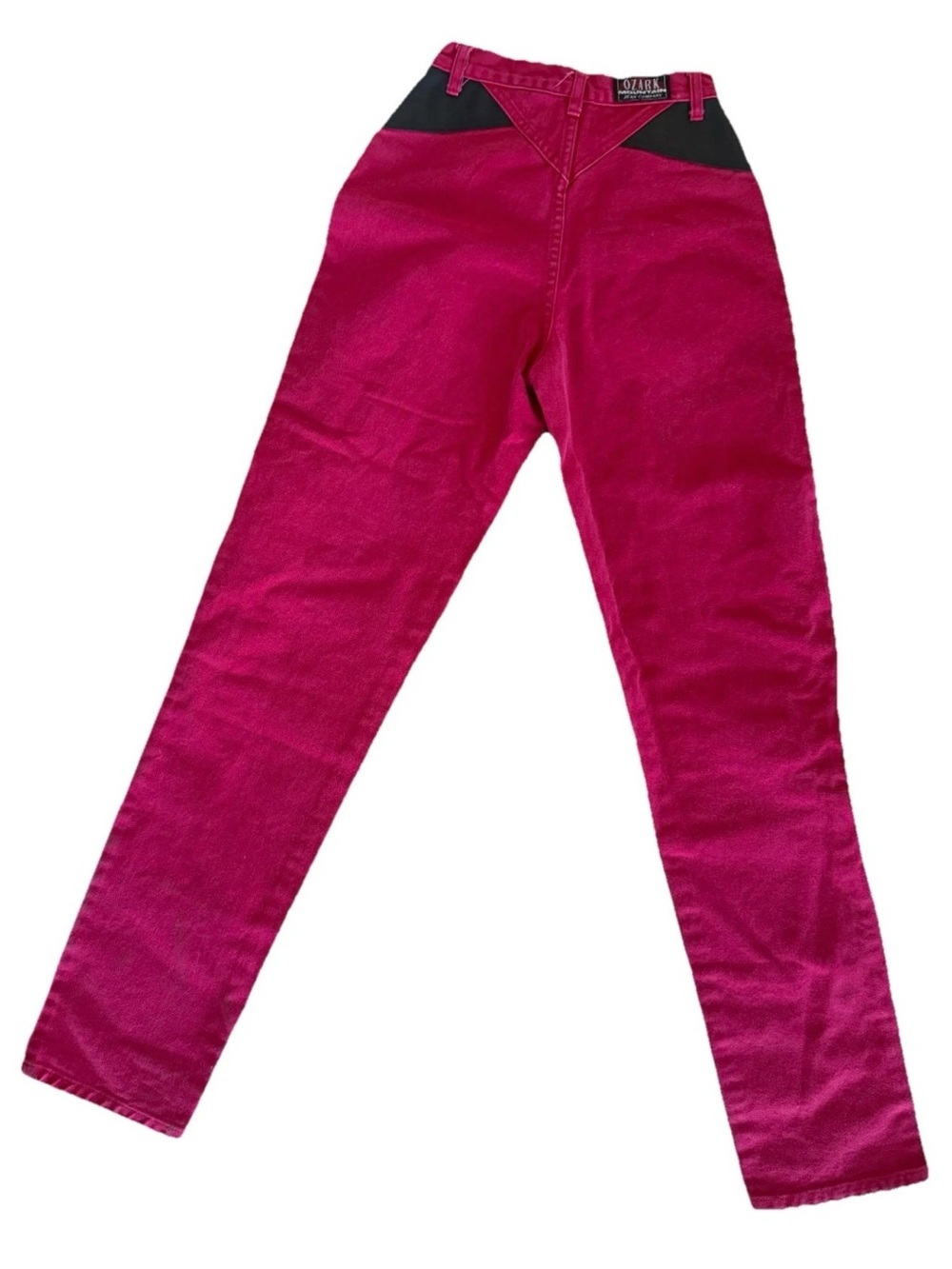 Vintage 90s Ozark Mountain Red Western Jeans – Faux Leather Trim – Straight Leg - Picture 2 of 10